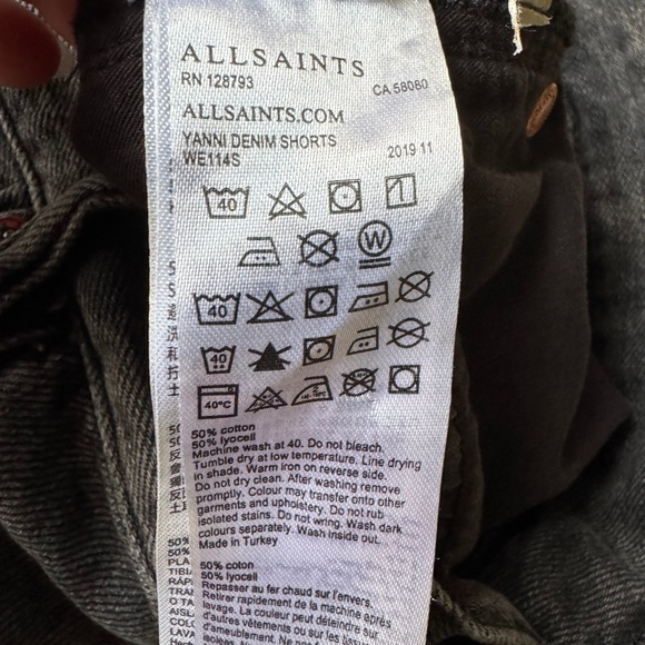 ALLSAINTS Yanni Denim Shorts Gray W27 Raw Hem Distressed - Picture 12 of 16